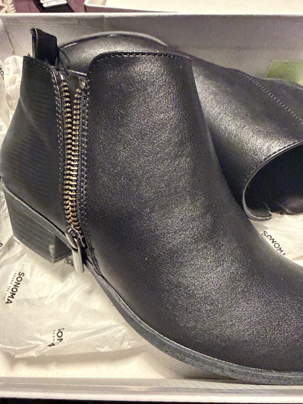 NEW. Sonoma Black Ankle Booties with Side Zipper - Picture 3 of 3